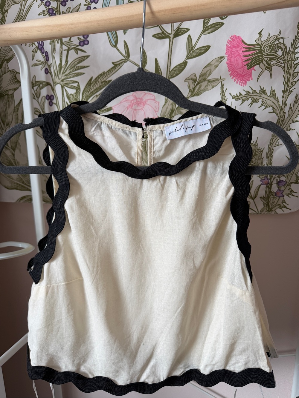 Petal & Pup Cream Matching Set with Black Scalloped Trim